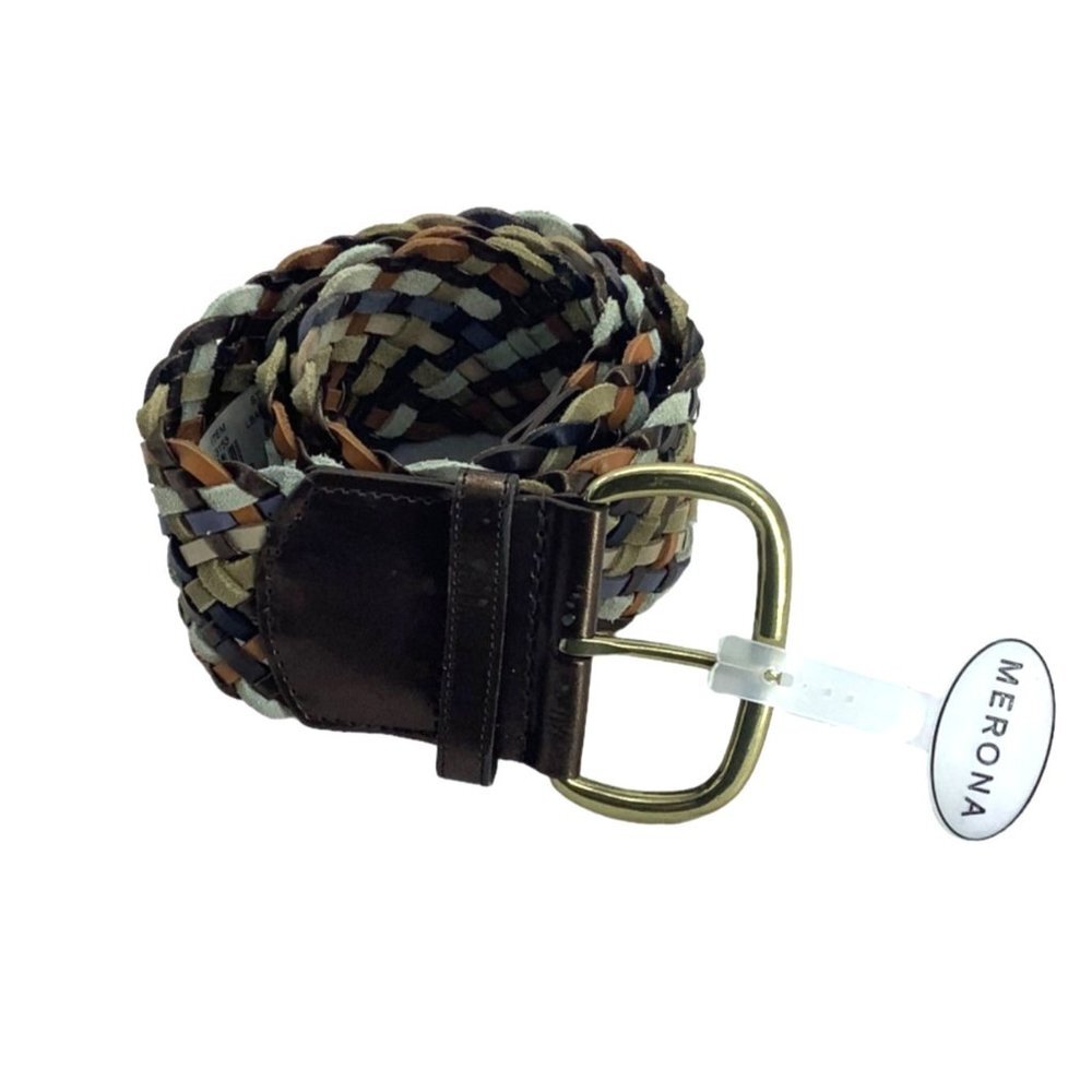 Merona Leather Blend Interwoven Braided Belt Women Small Medium 33" Multicolor